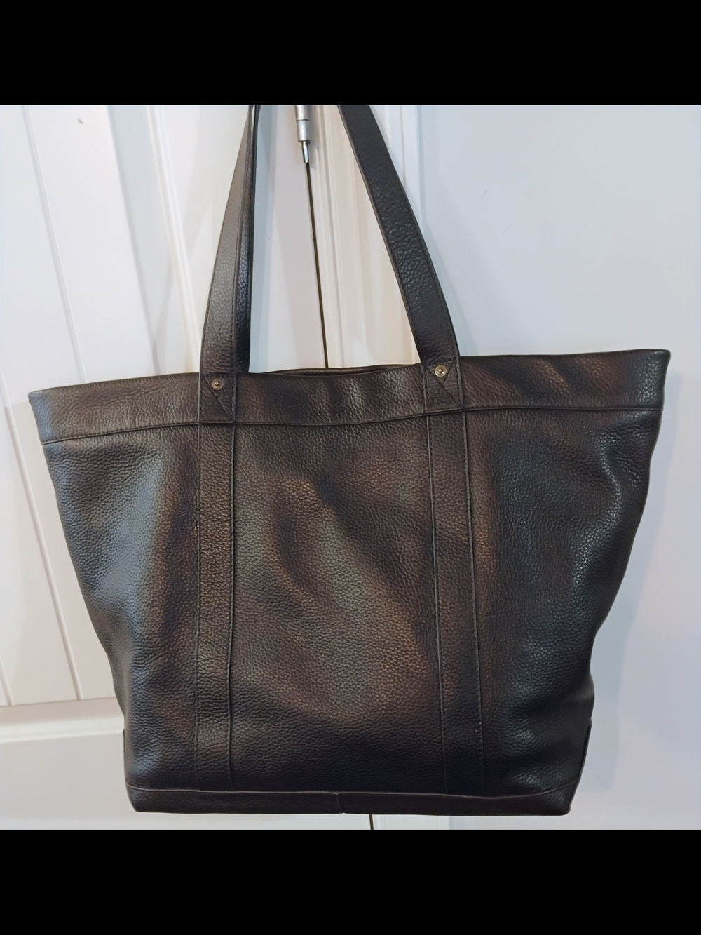 Banana Republic Lg Brown Pebbled Leather Tote Bag Work, Travel - Picture 10 of 13